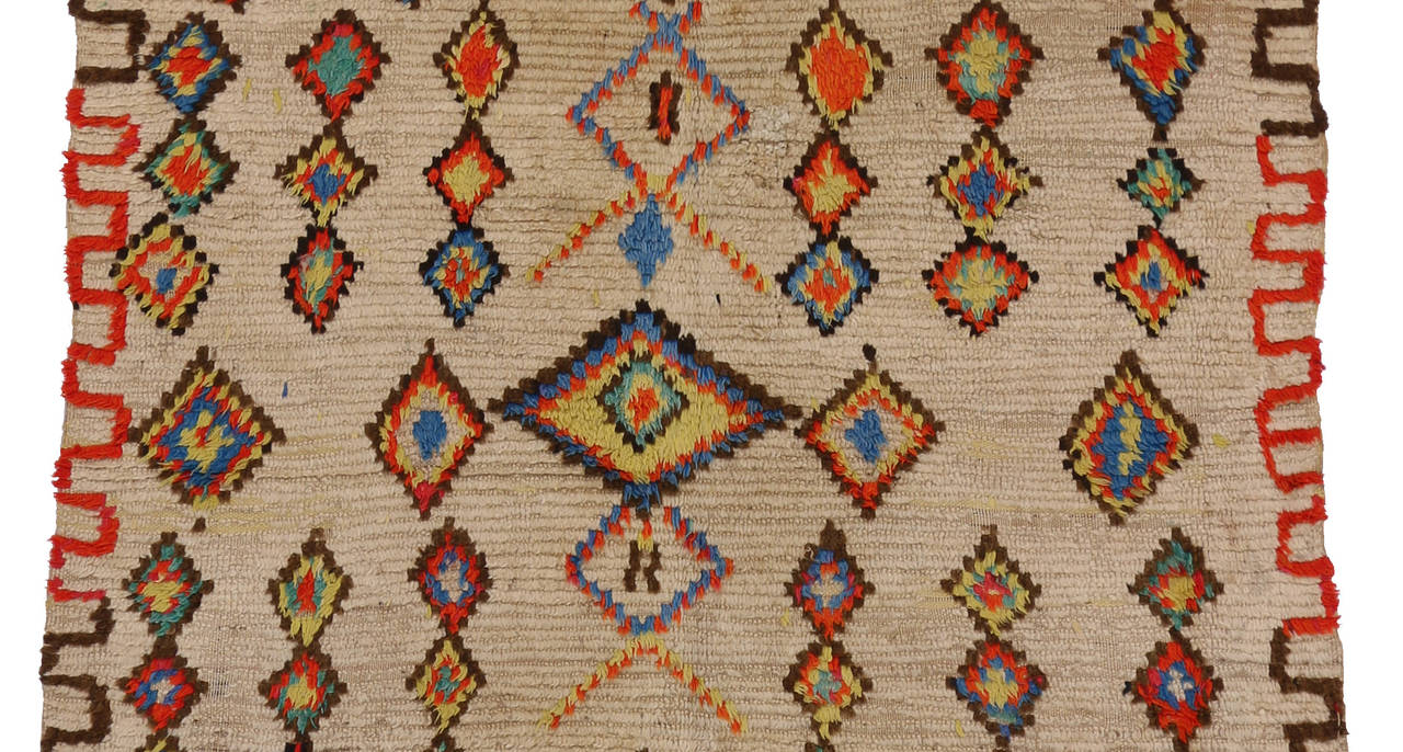 Hand-Knotted Vintage Azilal Berber Moroccan Runner, 04'03