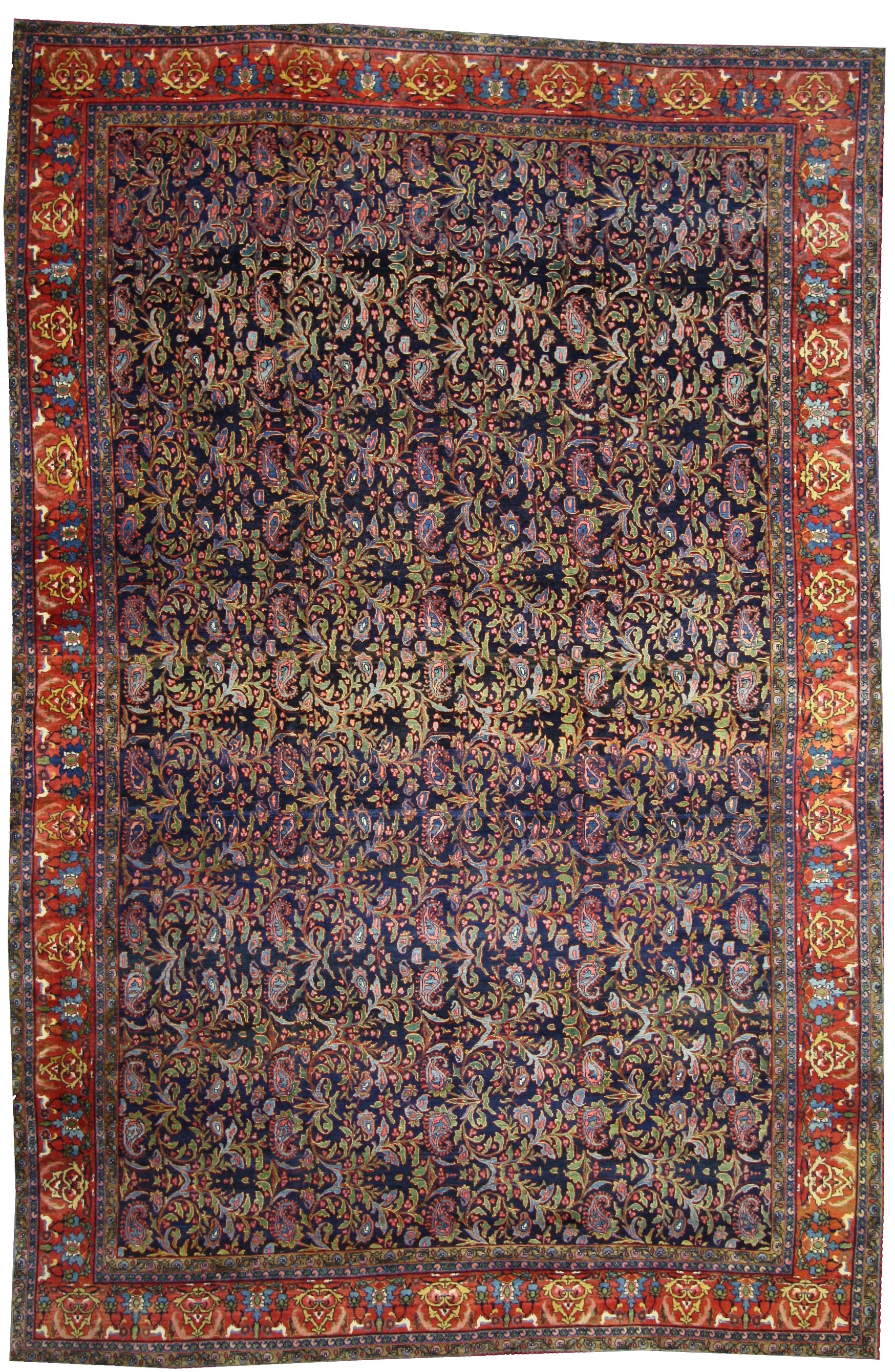 1870s Oversized Antique Kurdish Persian Bijar Rug, Hotel Lobby Size Carpet