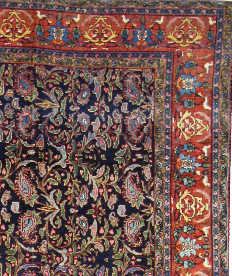 Hand-Knotted 1870s Oversized Antique Kurdish Persian Bijar Rug, Hotel Lobby Size Carpet For Sale