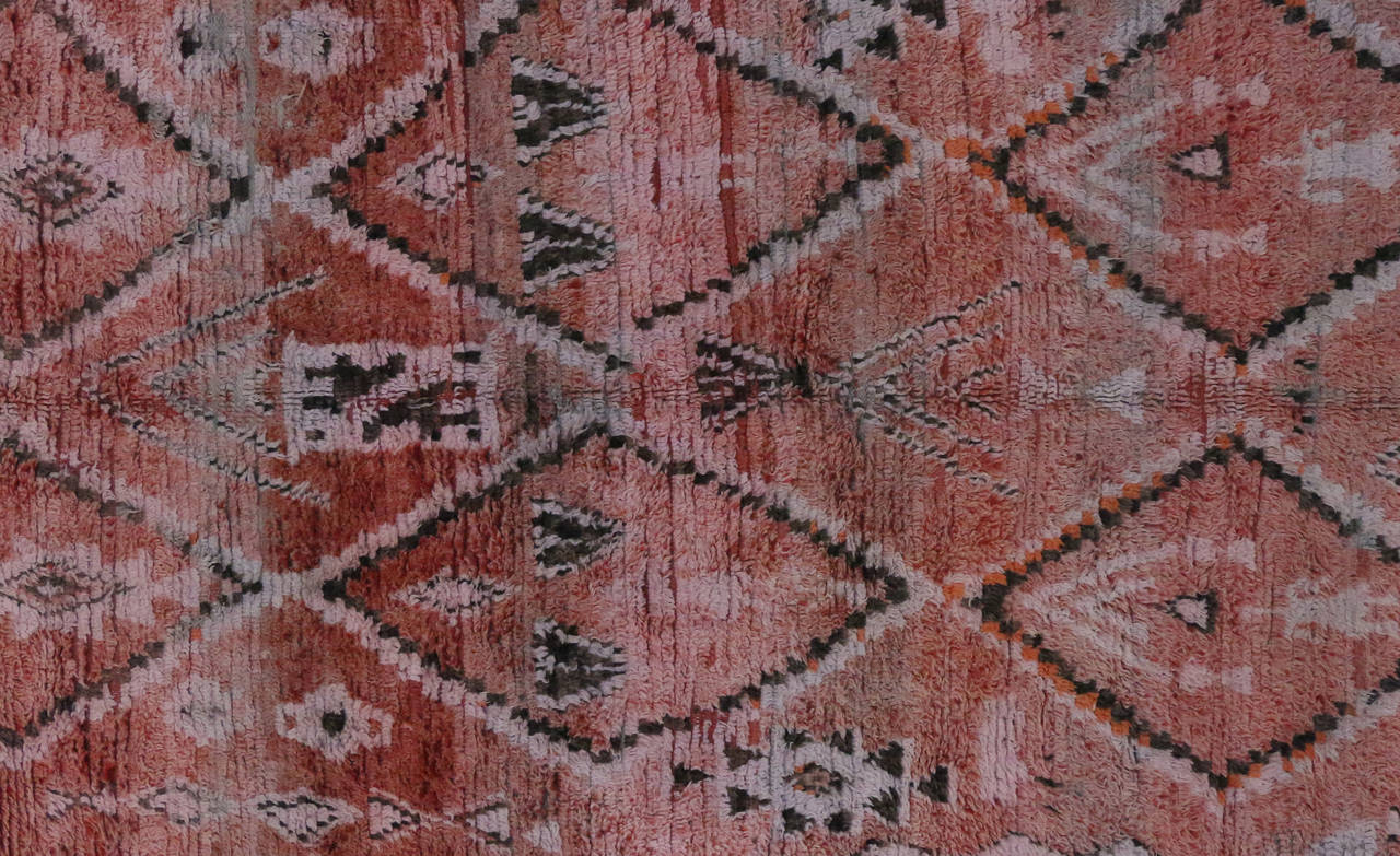 Hand-Knotted Berber Moroccan Rug with Tribal Design with Mid-Century Modern Style