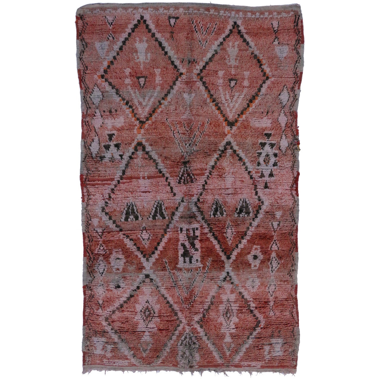 Berber Moroccan Rug with Tribal Design with Mid-Century Modern Style