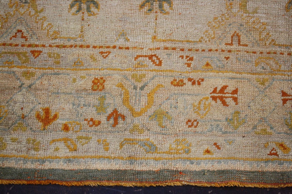 Antique Turkish Oushak Angora Wool Rug with Georgian Chippendale Style For Sale 8