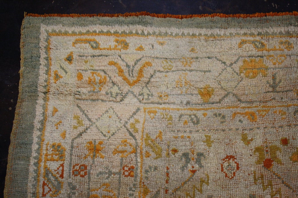 Antique Turkish Oushak Angora Wool Rug with Georgian Chippendale Style For Sale 10