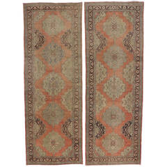 Pair of Vintage Turkish Oushak Runners with Modern Design 6