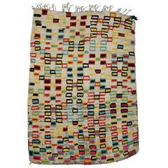 Mid-Century Modern Berber Moroccan Rug with Colorful Squares 9