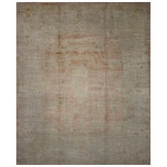 Antique Turkish Oushak Area Rug in Muted Colors with Minimalist Style