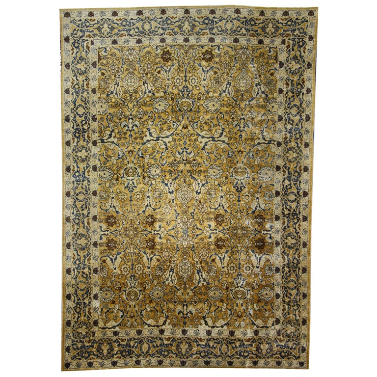 Tapis persan ancien Kirman avec style Hollywood Regency, tapis Kerman