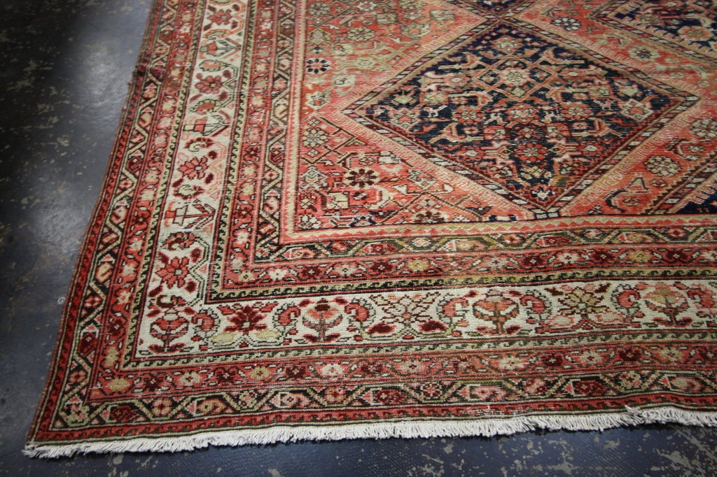 Rustic Antique Persian Malayer Rug For Sale 3