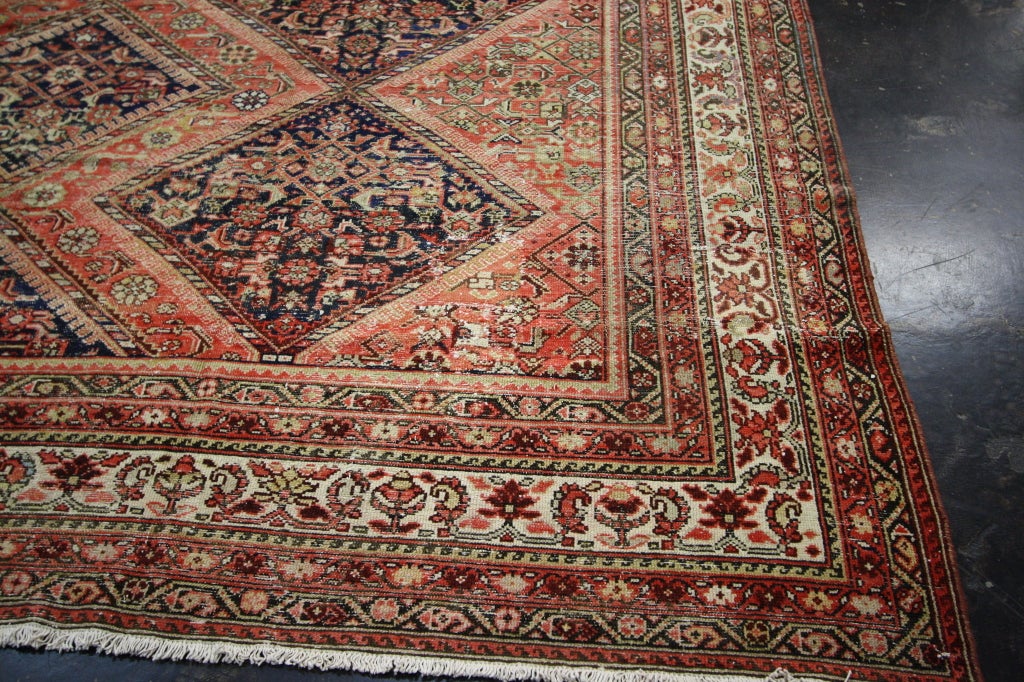 Rustic Antique Persian Malayer Rug For Sale 5