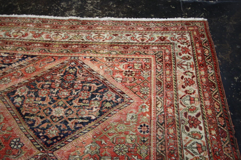 Rustic Antique Persian Malayer Rug For Sale 7