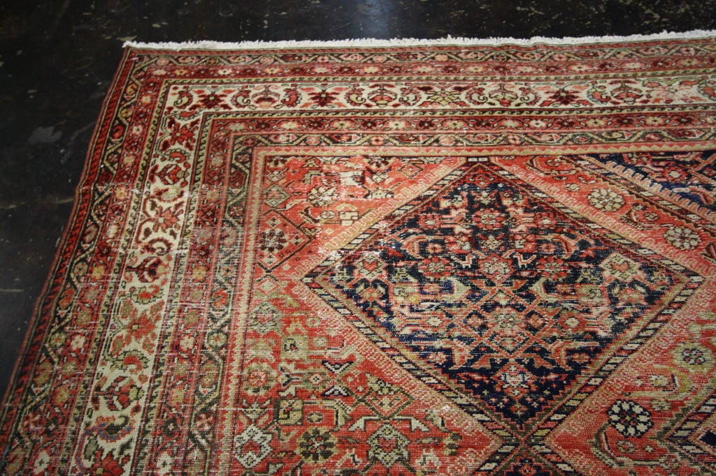 Rustic Antique Persian Malayer Rug For Sale 8