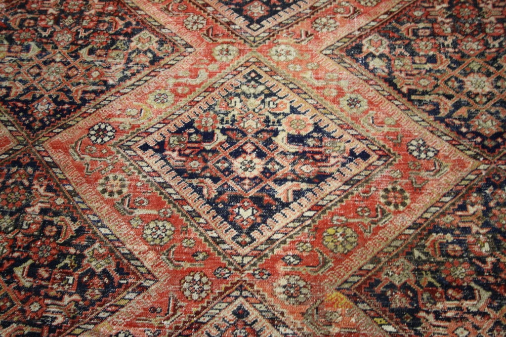 Hand-Knotted Rustic Antique Persian Malayer Rug For Sale