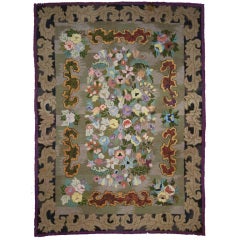 American Hook Rug with Art Nouveau Style 3