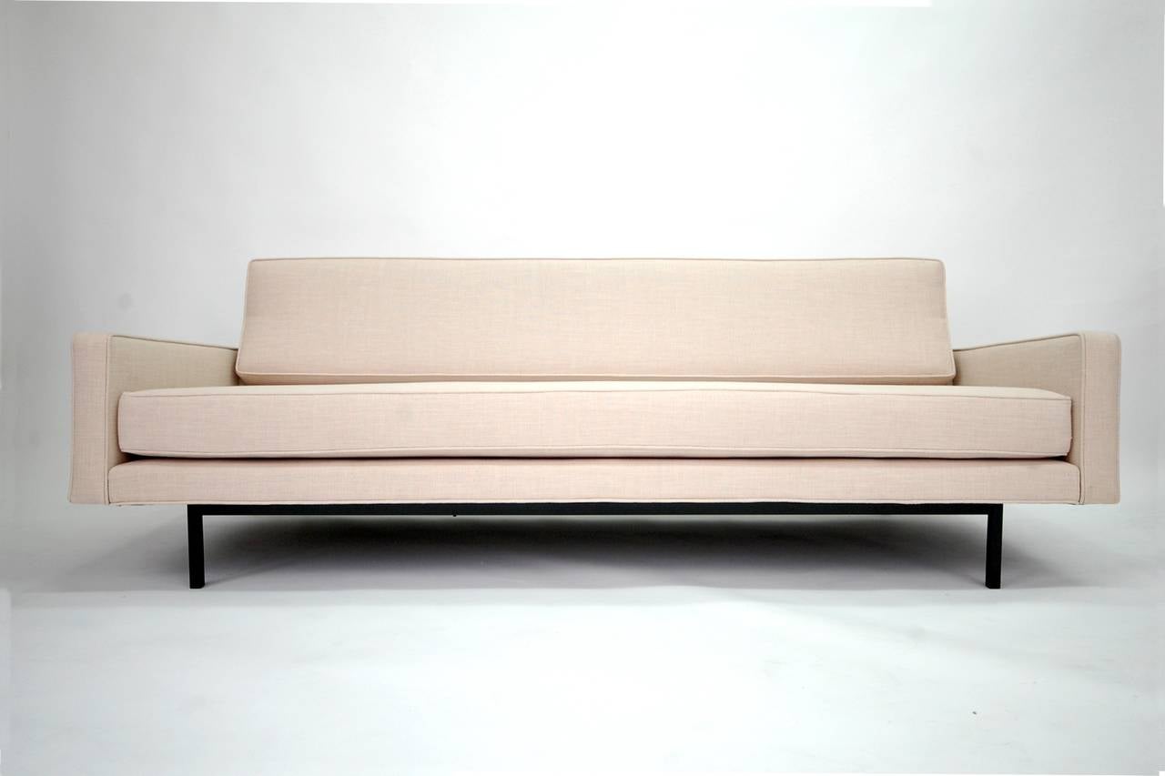 Daybed sofa designed by Florence Knoll for Knoll associates, circa 1954. This ingeniously designed sofa pulls out to a daybed. Newly upholstered.

We offer free delivery on most of our items within the Long Island or greater NYC, Northern New