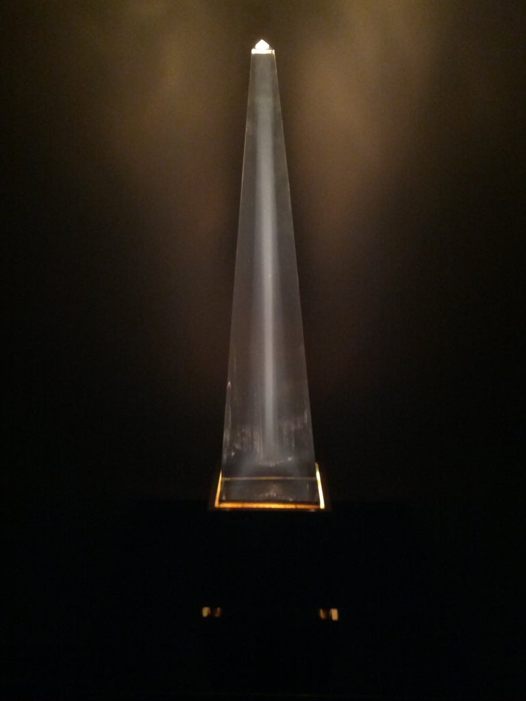 Rare Lucite and Brass Obelisk Lamp by Chapman 4