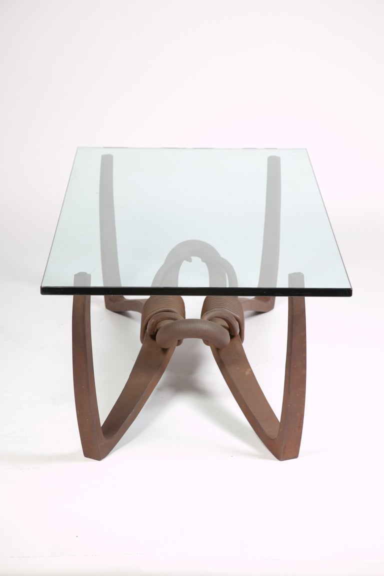 American Hand-Forged Steel Cocktail Table For Sale