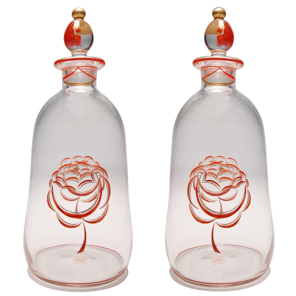 Rare Enameled Glass Bottles by Jean Luce