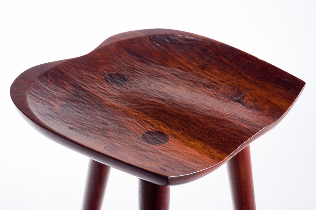Hand Crafted Stool in Walnut In Excellent Condition For Sale In Providence, RI