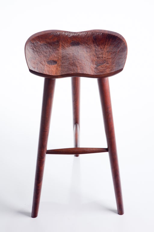 Mid-20th Century Hand Crafted Stool in Walnut For Sale