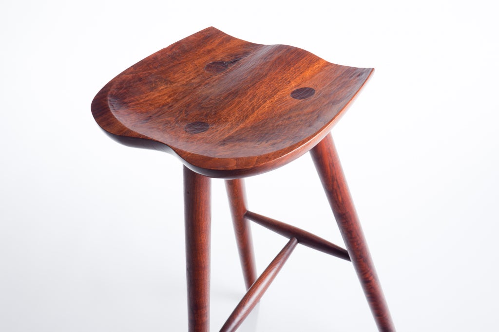 Hand Crafted Stool in Walnut For Sale 1