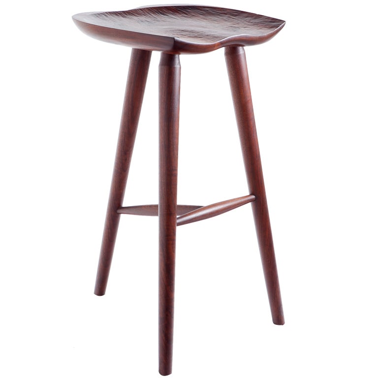 Hand Crafted Stool in Walnut For Sale
