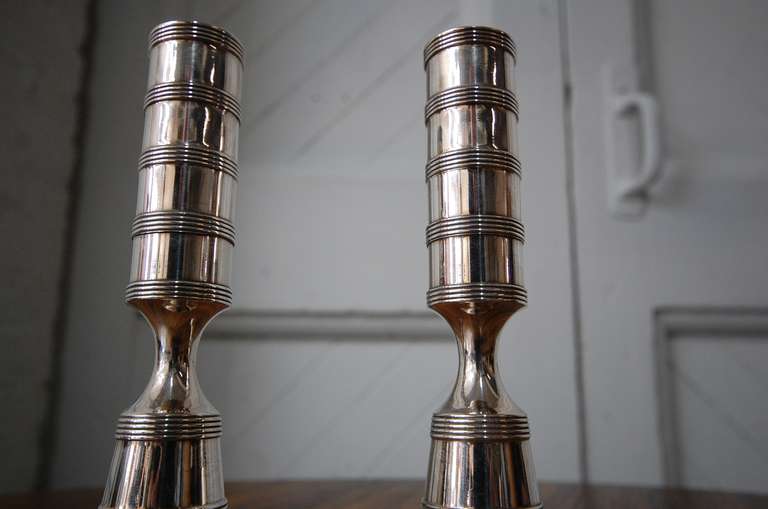 Mid-Century Modern Jens Quistgaard Silver Plated Candle Holders for Dansk