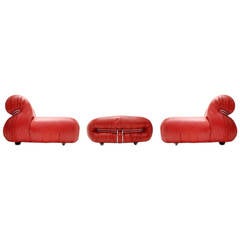 Pair of Soriana Lounge Chairs and Ottoman by Afra and Tobia Scarpa
