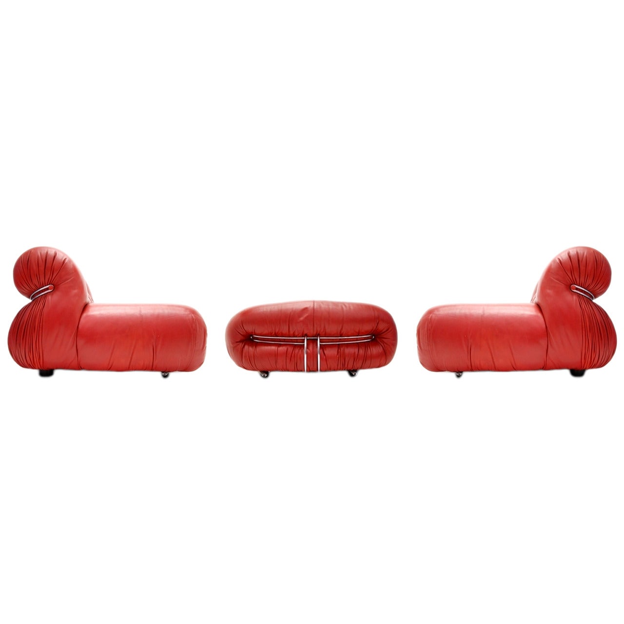 Pair of Soriana Lounge Chairs and Ottoman by Afra and Tobia Scarpa For Sale