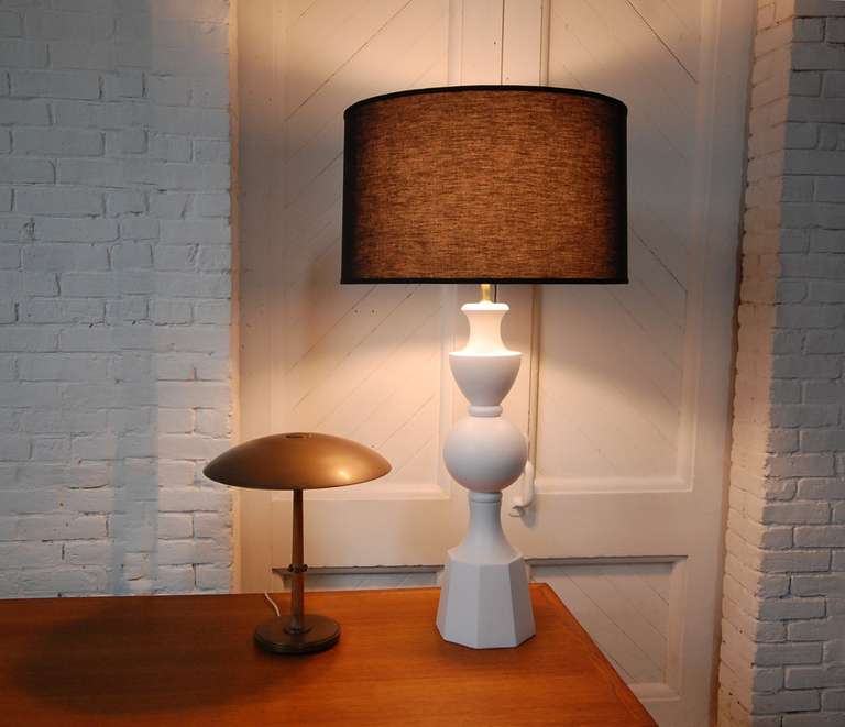 Mid-Century Modern Monumental Balustrade-Form Plaster Table Lamp
