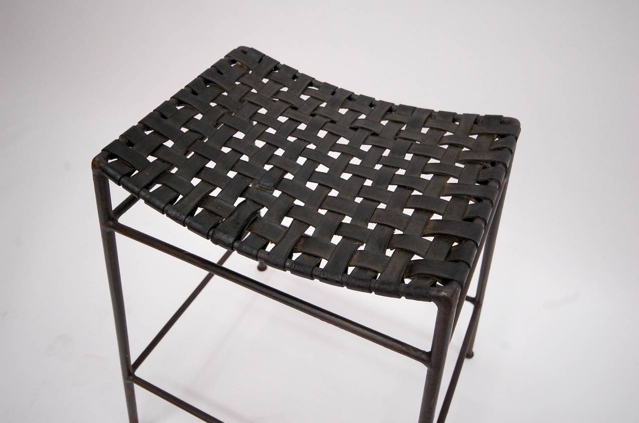 Iron and Leather Stool by Swift and Monell In Good Condition For Sale In Providence, RI