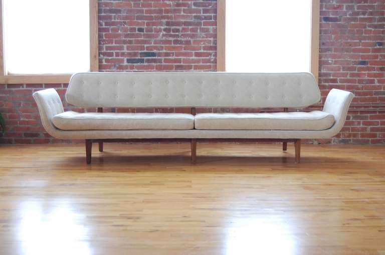 Edward Wormley La Gondola sofa, model #5719 Dunbar USA, 1957 walnut, upholstery 110