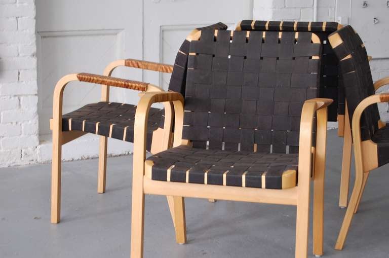 Birch Set of four Alvar Aalto 45 Arm Chairs
