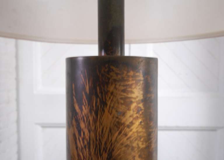 American Patinated Brass Table Lamp For Sale