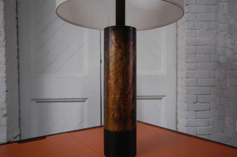 Patinated Brass Table Lamp In Excellent Condition For Sale In Providence, RI