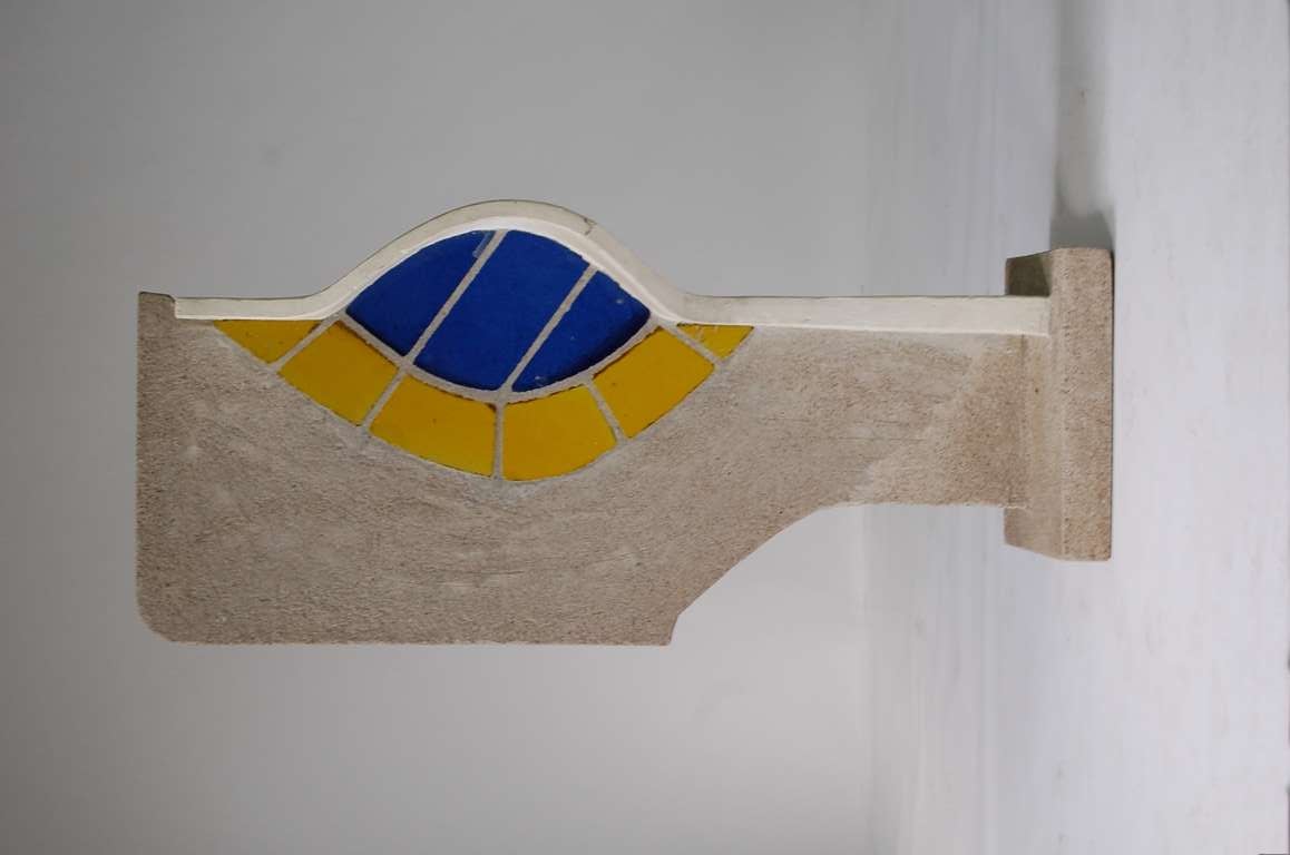 Large scale sculpture of concrete and glass by William (H. M.) Talbot  (1918 - 1980)  circa 1968. Talbot was president and director of the Sculptors Guild of NYC and received a Sculpture Award from the American Academy and National Institute of Arts