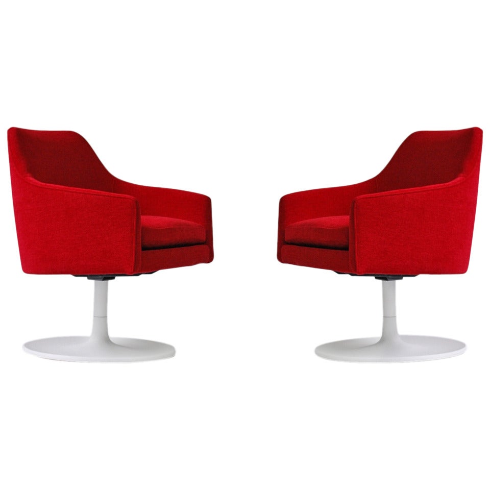 Perfect Pair of Jens Risom Swivel Chairs