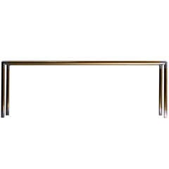 Milo Baughman Console Table in Brass and Aluminum