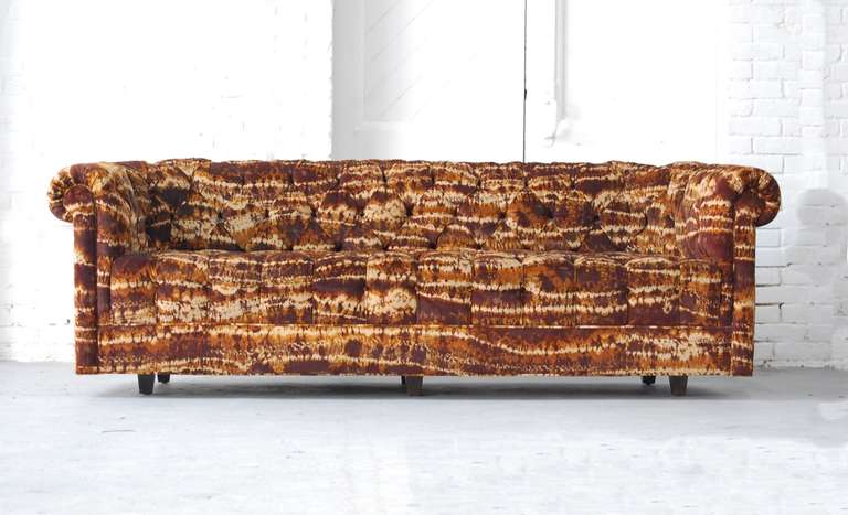Milo Baughman Chesterfield Sofa in Jack Larsen Fabric