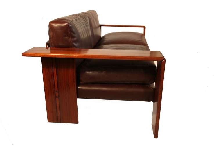 Pair of Tobia Scarpa Artona Settees in Rosewood, Walnut and ebony.