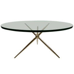 Solid Brass, Glass Top Cocktail Table from Italy