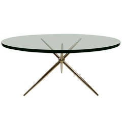 Solid Brass, Glass Top Cocktail Table from Italy