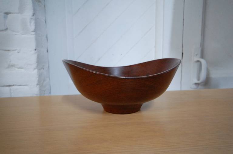 Teak bowl design by Finn Juhl, and executed by Magne Monsen for Kay Bojesen, circa 1959. Wonderful form, figuring of grain, and patina. Fully signed.

We offer free delivery on most of our items within the Long Island / Greater NYC, northern New