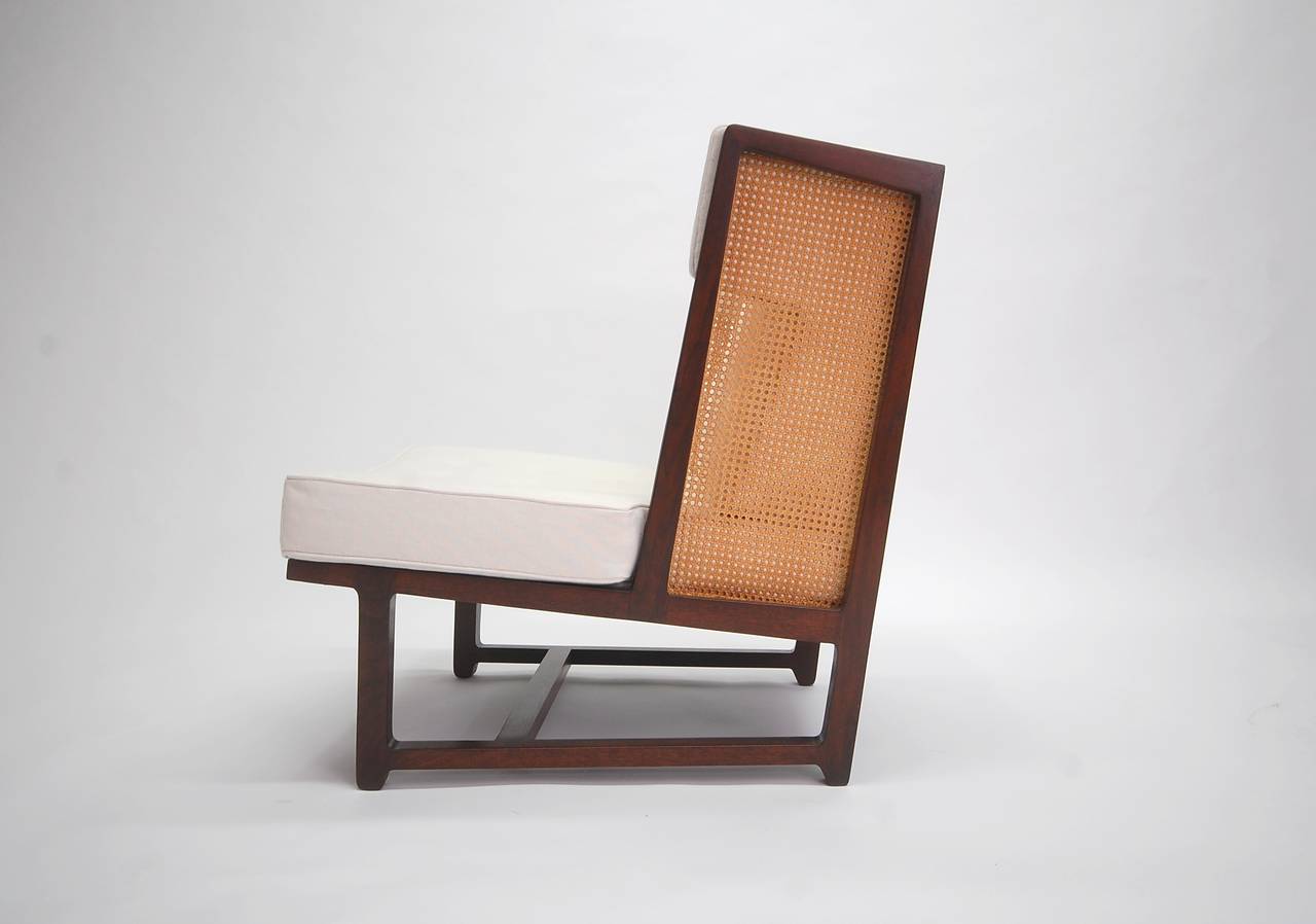 Cane Pair of High Back Lounge Chairs by Dunbar