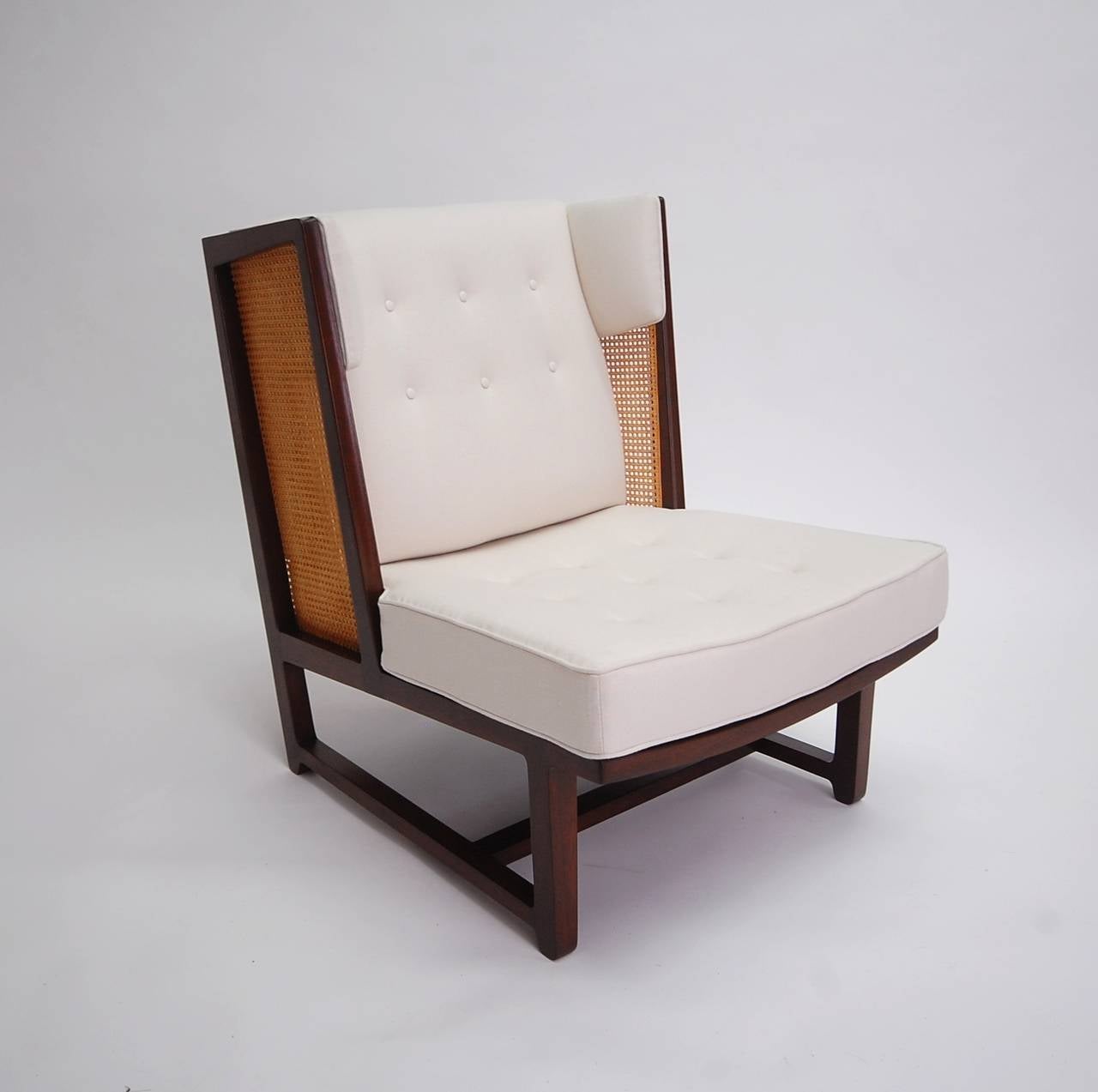 Pair of High Back Lounge Chairs by Dunbar In Excellent Condition In Providence, RI