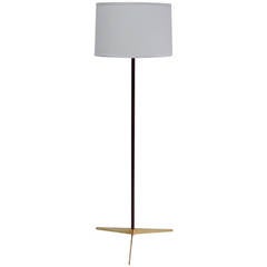 Rosewood and Brass Floor Lamp attributed to Paul McCobb