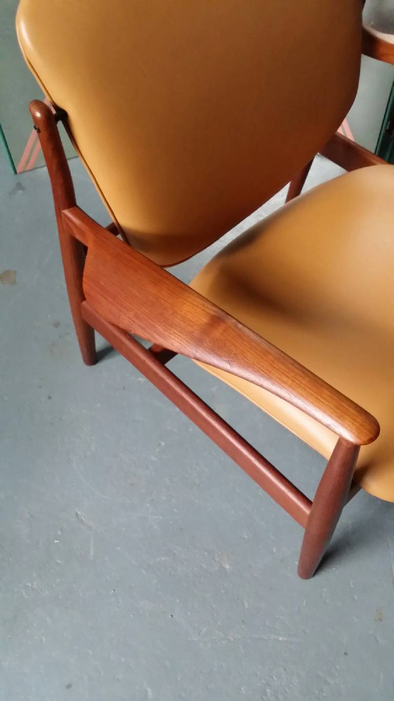 Finn Juhl FD136 Easy Chair from Denmark In Excellent Condition In Providence, RI