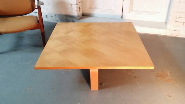 Rare PK66 coffee table designed by Poul Kjærholm, circa 1971. Table constructed of plywood with maple veneer on a diagonal orientation and laminated steam bent ash legs.

We offer free delivery on this item within the long Island or greater NYC,