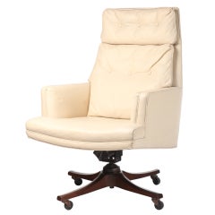 Executive desk chair in white leather by Dunbar