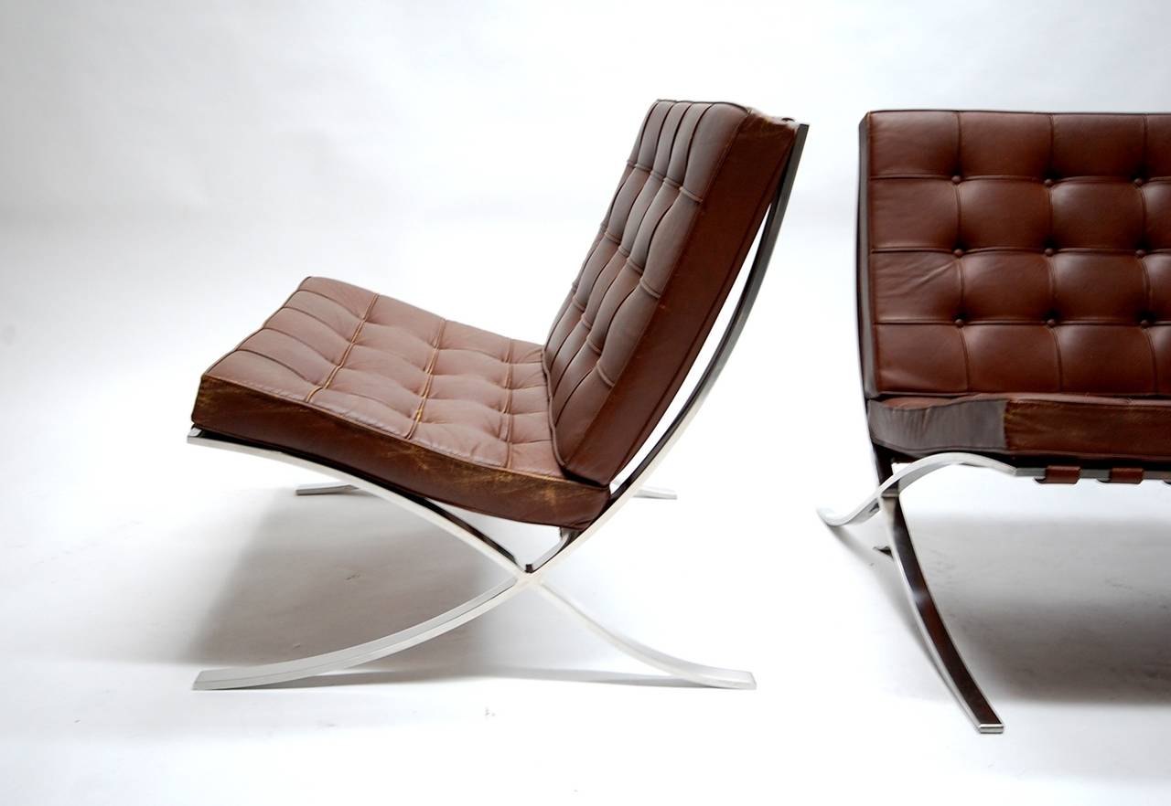 American Exceptional Pair of 1960s Barcelona Lounge Chairs by Knoll