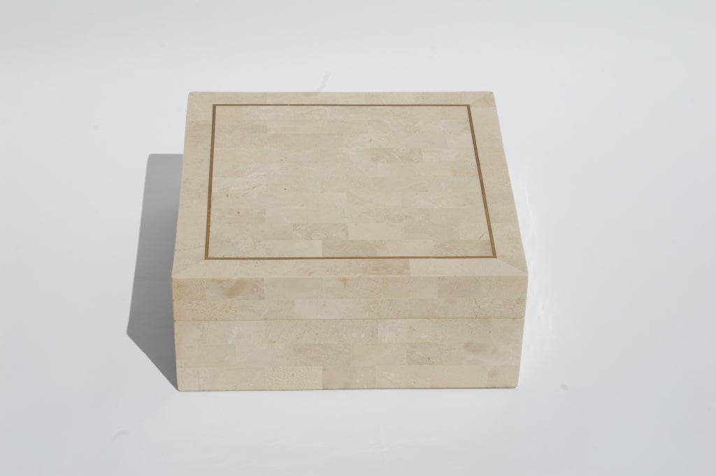 Large square Maitland-Smith Tessellated Marble Box with brass inlaid top and mahogany interior.

We offer free delivery within the Long Island / Greater NYC,
northern New Jersey, Connecticut and Massachusetts areas on most of our items. Please